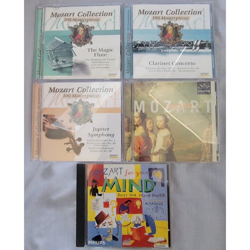 Mozart Classical Music CD Lot 5pc LaserLight Philips Seraphim Masterpieces